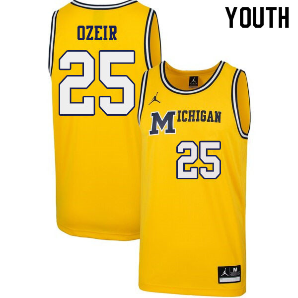 Youth #25 Naji Ozeir Michigan Wolverines 1989 Retro College Basketball Jerseys Sale-Yellow - Click Image to Close